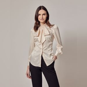 Cream Hawes & Curtis Satin Blouse